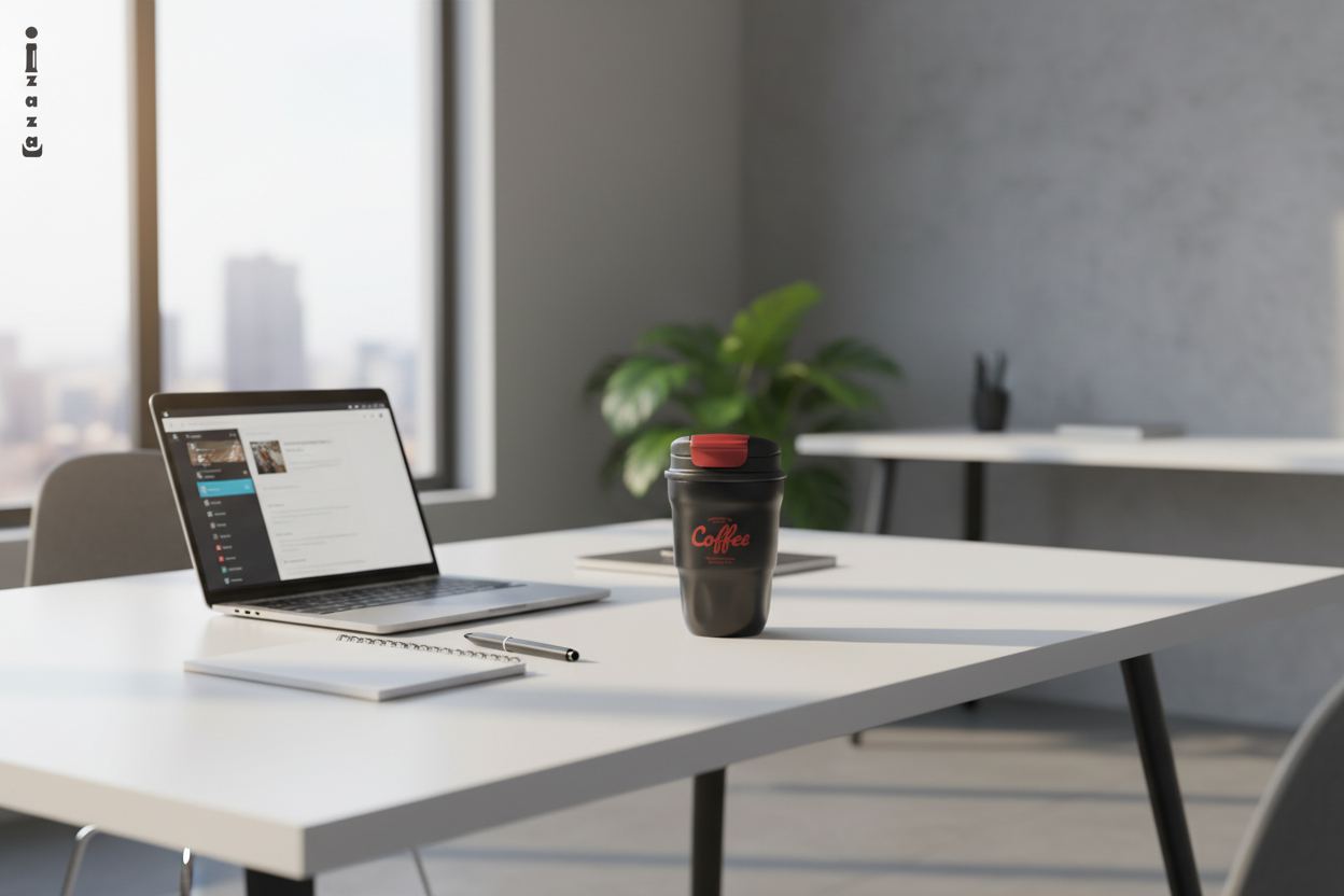 Black thermos office workspace slider